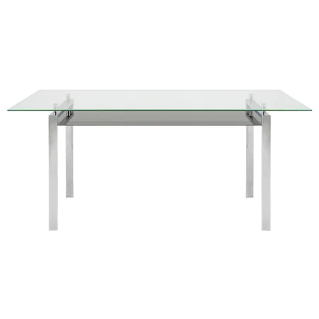 59" Glass Top Dining Table with Chrome Base